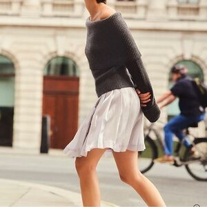 J. Crew Pleated Organza Mini Skirt White Sheer Overlay Size 16 NWT